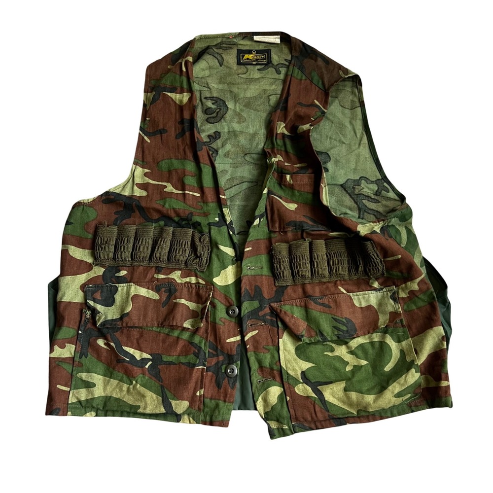 Vintage Kmart Woodland Camo Hunting Vest Mens Large Shell Loops